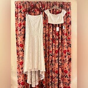 Lulu's Ivory Lace 2 Piece Dress Set -Skirt with lace train